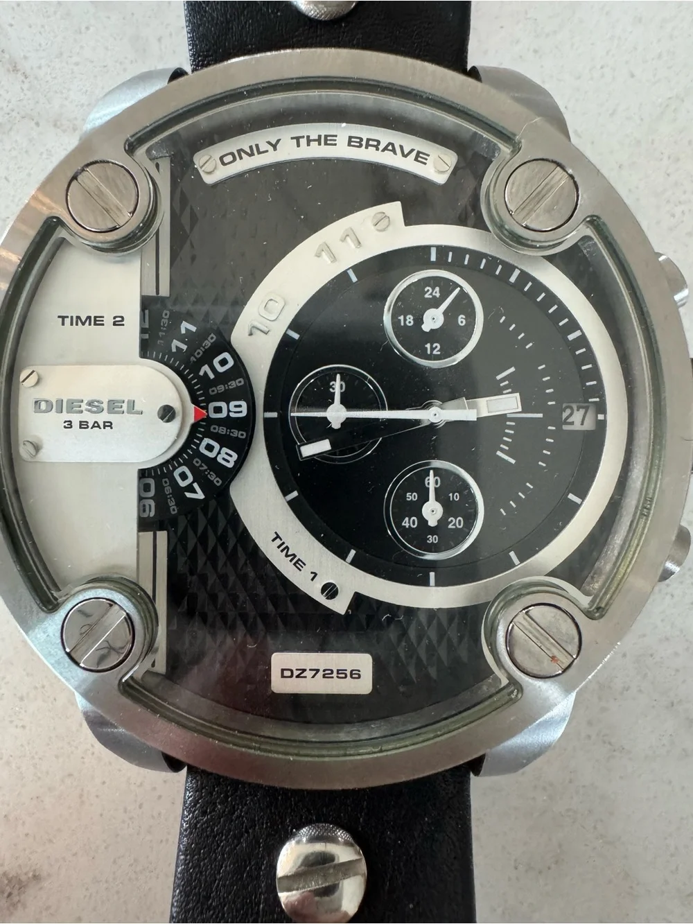 Authentic Diesel Little Daddy dual time chronograph watch, model DZ7256